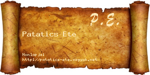 Patatics Ete névjegykártya